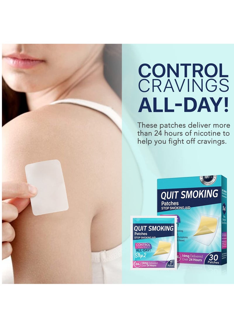 SYOSI - Stop Smoking Aid Patches,Step 2 Helping Quit Patch,30 Patches Quit Smoking Patches,Transdermal System Patch to Help Quit Smoking 2 Week Behavioral Support Program (14mg) - Image 1