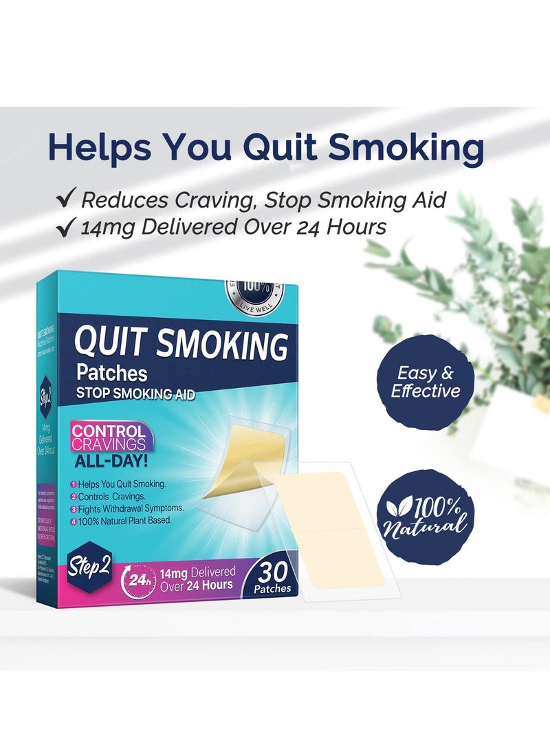 SYOSI - Stop Smoking Aid Patches,Step 2 Helping Quit Patch,30 Patches Quit Smoking Patches,Transdermal System Patch to Help Quit Smoking 2 Week Behavioral Support Program (14mg) - Image 1