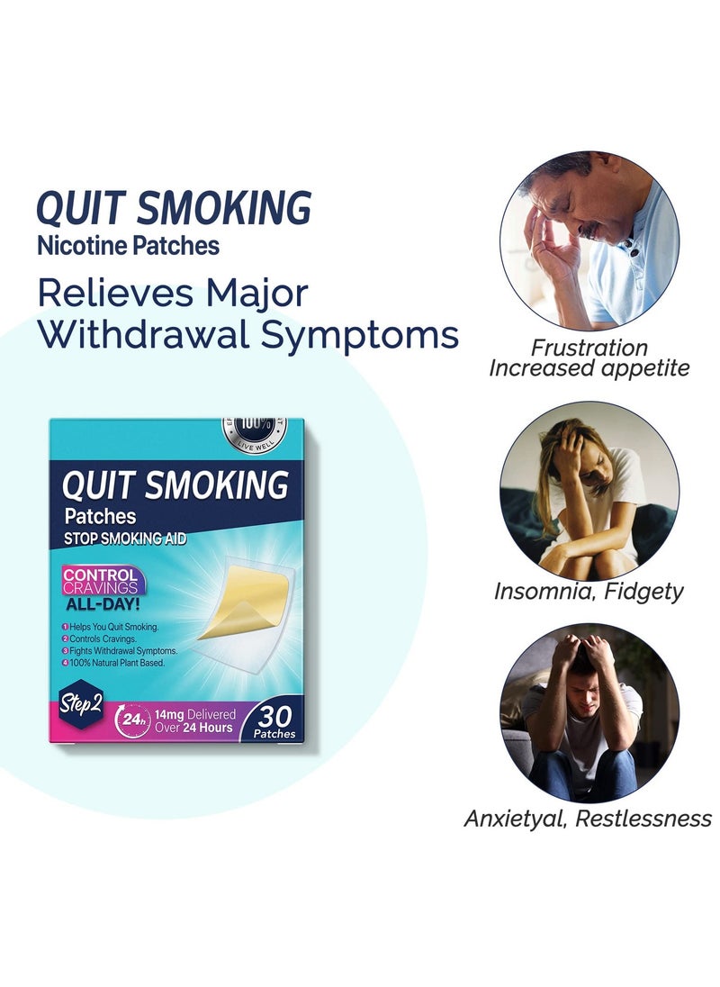 SYOSI - Stop Smoking Aid Patches,Step 2 Helping Quit Patch,30 Patches Quit Smoking Patches,Transdermal System Patch to Help Quit Smoking 2 Week Behavioral Support Program (14mg) - Image 1