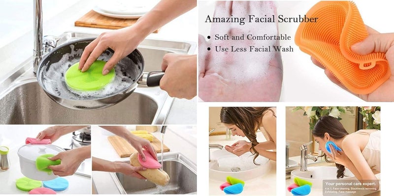 BONDWET Silicone Cotton Padded Microwave Oven Gloves Brush Spatula Heat Resistant Pinch Grip Mitten Washing Sponge for Kitchen Combo Multicolor Set of 2 - Image 5