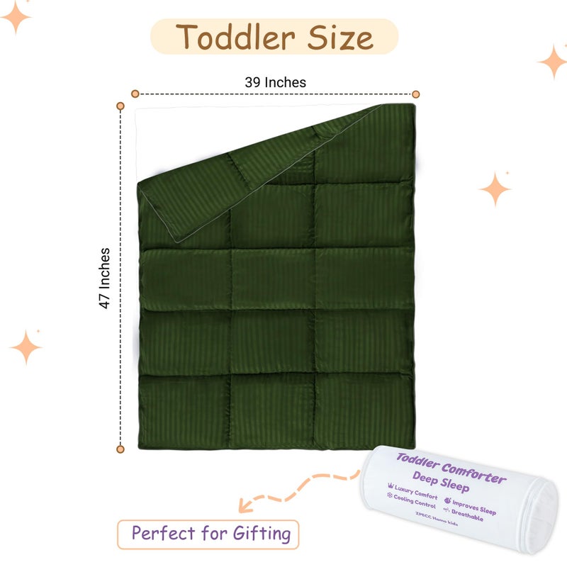 ZPECC Toddler Down Alternative Comforter, 39x47 Hypoallergenic Baby Blanket Quilt, Soft Breathable Lightweight All Season Kids Duvet Insert for Crib Stroller Cot Daycare, Olive Green - Image 2