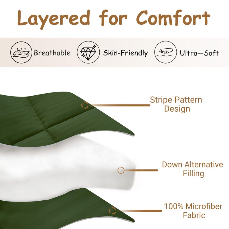ZPECC Toddler Down Alternative Comforter, 39x47 Hypoallergenic Baby Blanket Quilt, Soft Breathable Lightweight All Season Kids Duvet Insert for Crib Stroller Cot Daycare, Olive Green - Image 3