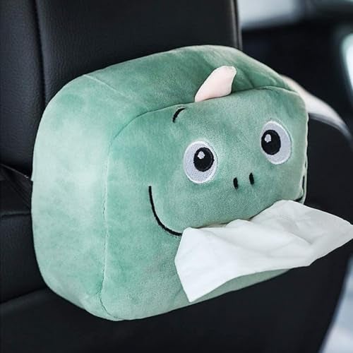 WISKA® Car Tissue Box Holder for Car Animal Faces Cute Cartoon Multifunctional Portable Car Tissue Paper Holder for Car Interior Decoration Accessories (Green) - Image 1
