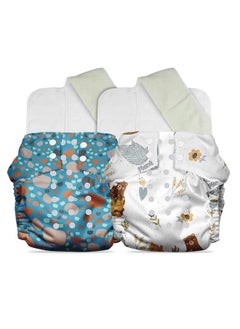 Mother Sparsh Plant Powered Cloth Diaper For Babiesfree Size ; Medical Grade Fabric With 100% Organic Cotton ; Reusable 13 Layer Breathable Soaker With Builtin Booster Pad ; Pack Of 2 (Pebbles&B.Hugs)  - Image 2