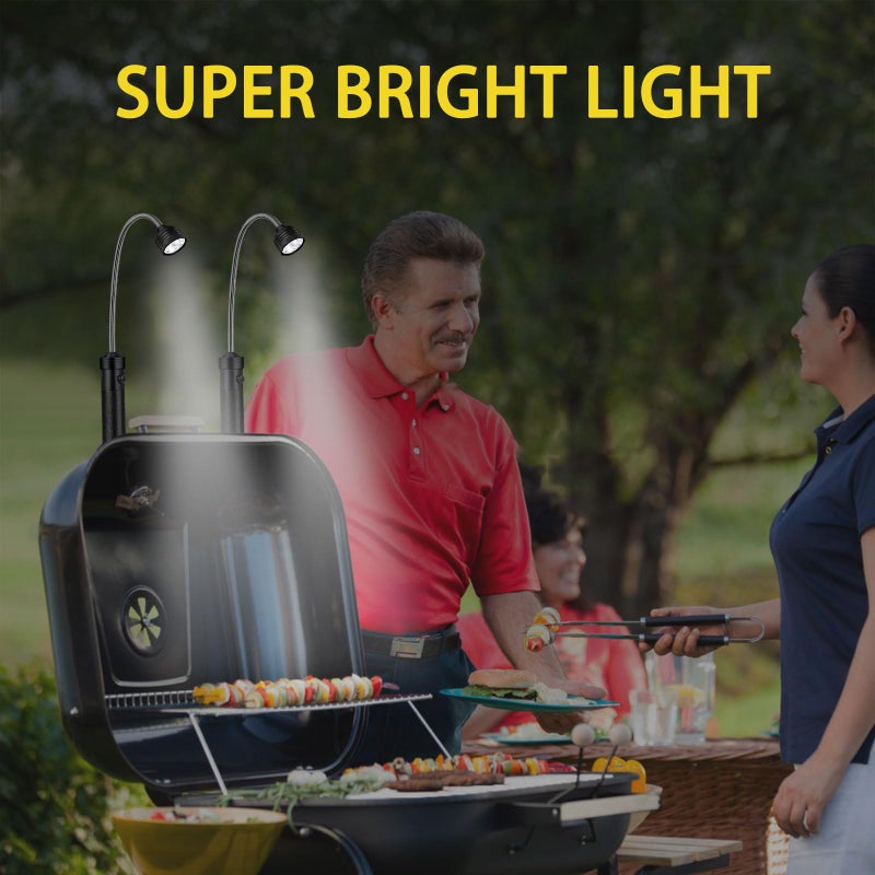 MOIPEJO BBQ Grill Light, Barbecue Grilling Accessories for Outdoor Grill with Flexible Neck, Magnetic Base, Christmas Stocking Stuffers Birthday Grilling Gifts for Men Dad, 2 Pack-Batteries Included - Image 3