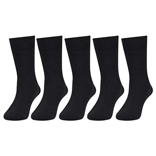 Bonjour Kids Cotton Full Length Plain Black Color School Socks For Boys & Girls - Pack Of 5 - Image 2