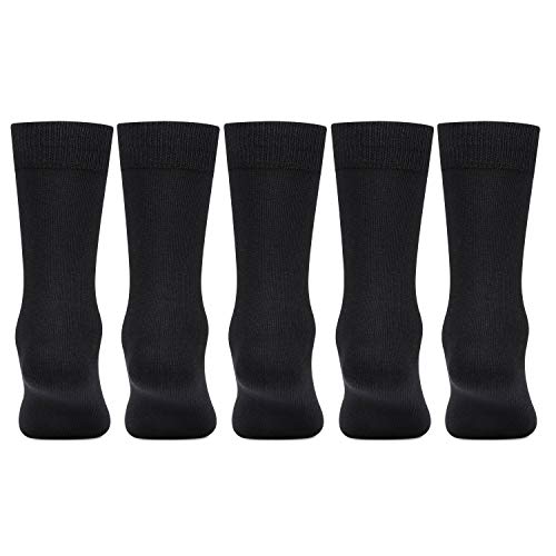Bonjour Kids Cotton Full Length Plain Black Color School Socks For Boys & Girls - Pack Of 5 - Image 3