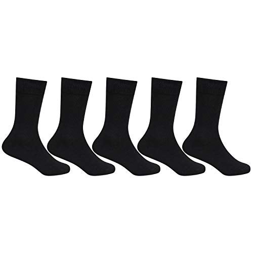 Bonjour Kids Cotton Full Length Plain Black Color School Socks For Boys & Girls - Pack Of 5 - Image 1
