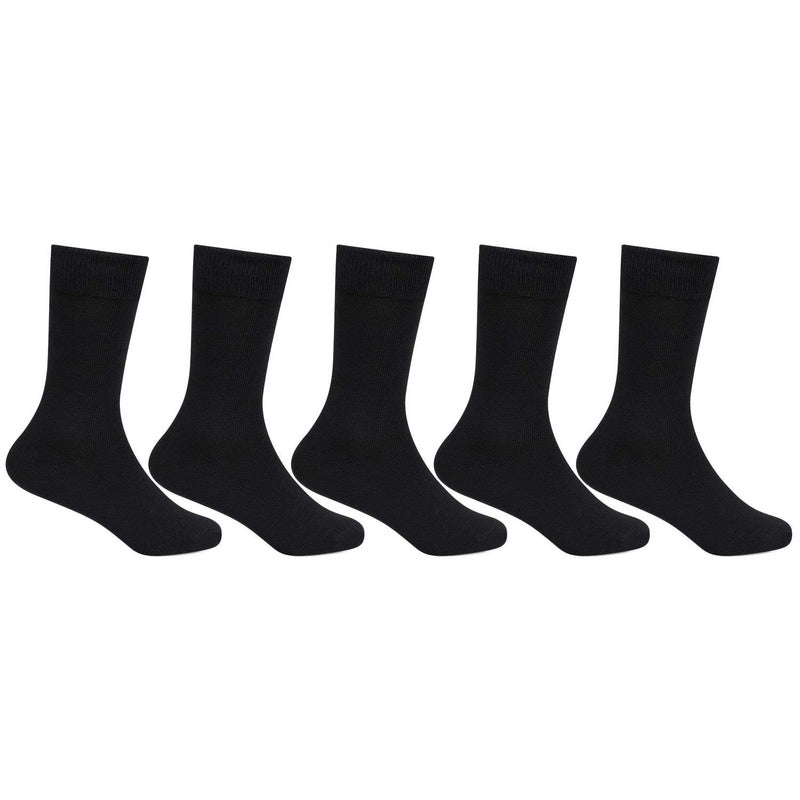 Bonjour Kids Cotton Full Length Plain Black Color School Socks For Boys & Girls - Pack Of 5 - Image 5