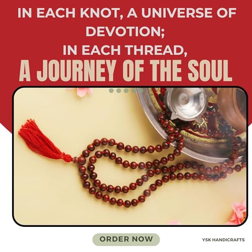 RDK Unisex Adult Handcrafted Original Red Sandalwood Mala Rosary Lal Chandan Jaapmala Wooden Knotted Japa Maala For Meditation Pooja Chanting Wearing Jewelry - 6 Mm Prayer Beads - Image 2
