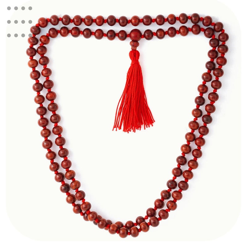 RDK Unisex Adult Handcrafted Original Red Sandalwood Mala Rosary Lal Chandan Jaapmala Wooden Knotted Japa Maala For Meditation Pooja Chanting Wearing Jewelry - 6 Mm Prayer Beads - Image 5