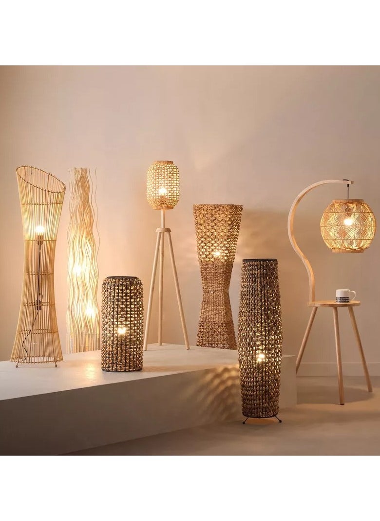 Home Box - Naturel Water Hyacinth Round Floor Lamp - 24x53 cm - Image 1