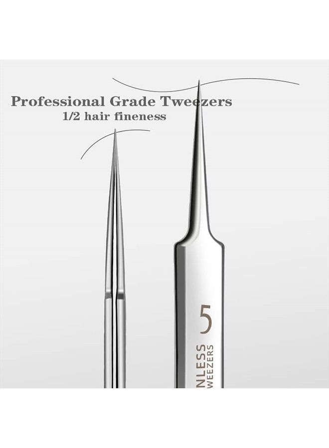 BLAAROOM Professional Facial Blackhead Remover Tweezers,3Pcs Precision Pimple Popper Tool Kit for Whitehead Ance Blemishs Comedones Stainless Steel Makeup Tool - Matte - Image 3