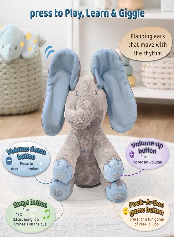Dimple Kyle Elephant Stuffed Animal Toy - Animated Plush Blue Singing Elephant, Interactive Musical Peek-a-Boo for Babies, Kids, for Toddlers, Ages 0 and Up(Battery Included) - Image 4