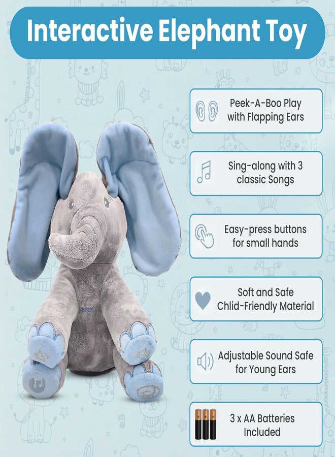 Dimple Kyle Elephant Stuffed Animal Toy - Animated Plush Blue Singing Elephant, Interactive Musical Peek-a-Boo for Babies, Kids, for Toddlers, Ages 0 and Up(Battery Included) - Image 3