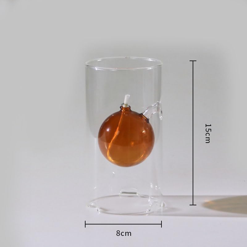 MEMEOKON Glass Oil Light Borosilicate Includes Bliss Suspended Hurricane Candle Holder Sleeve Lamp 8 x15CM (Within Yellow Ball) - Image 2
