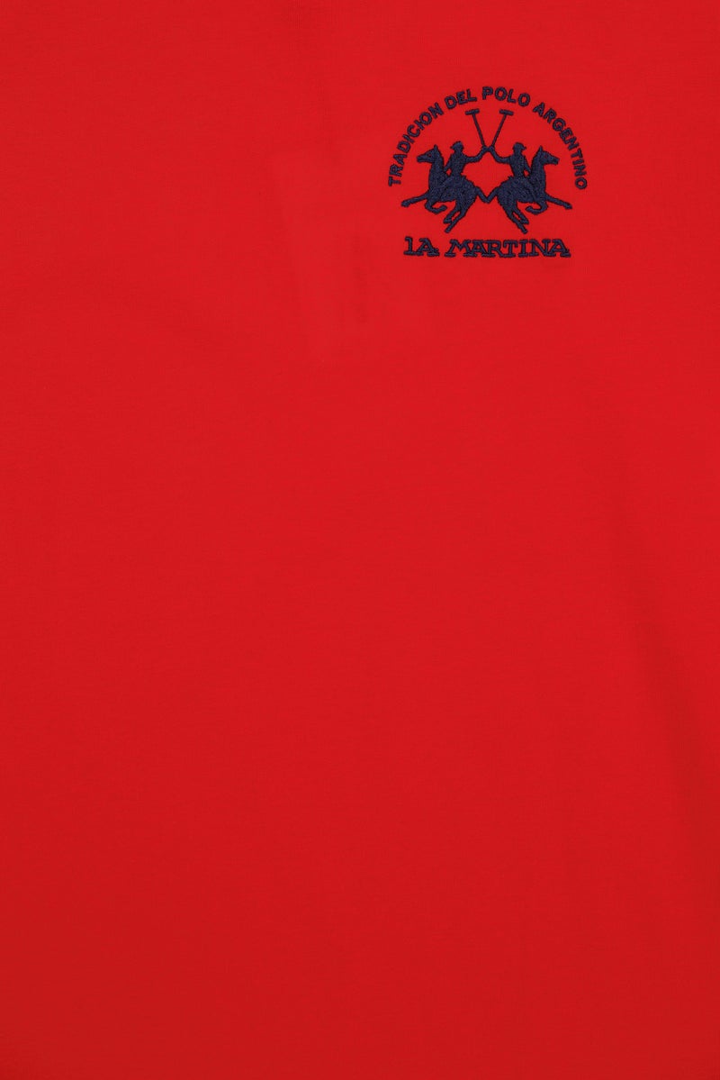 La Martina Men Crew Neck Short Sleeve Embroidered Logo T-Shirt, Red - Image 2