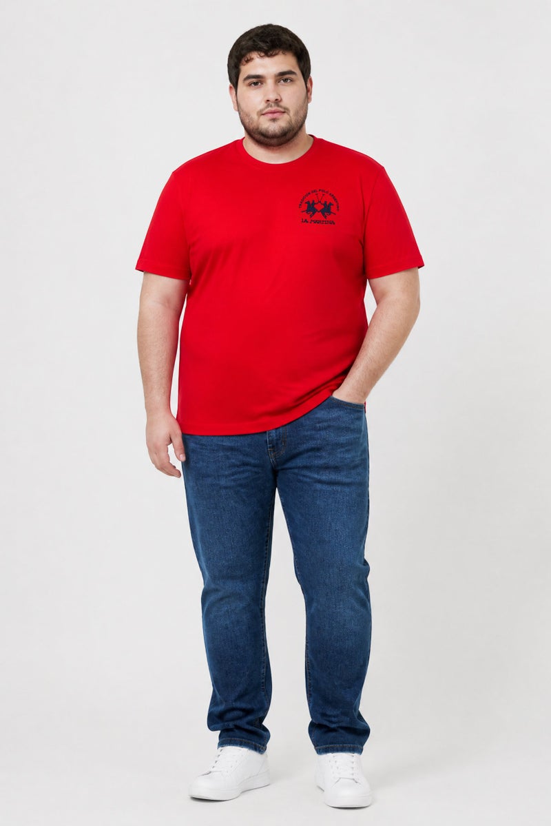 La Martina Men Crew Neck Short Sleeve Embroidered Logo T-Shirt, Red - Image 3