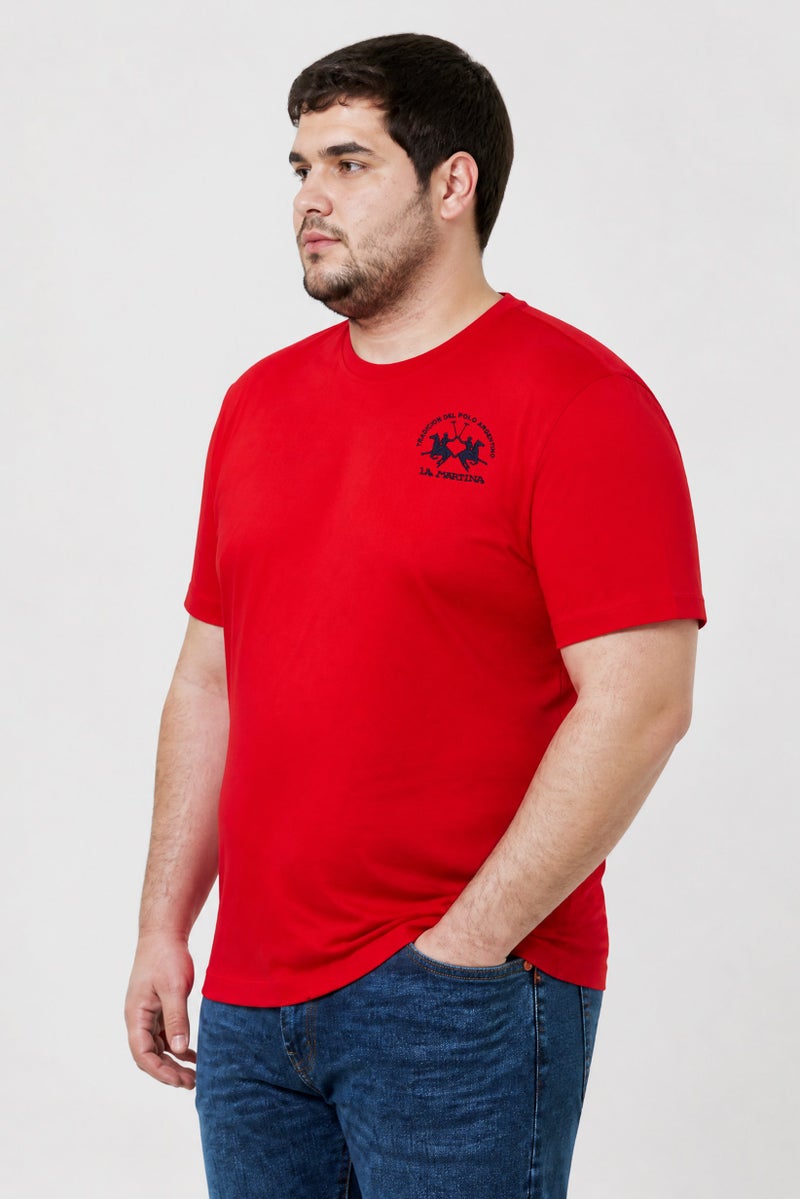 La Martina Men Crew Neck Short Sleeve Embroidered Logo T-Shirt, Red - Image 5