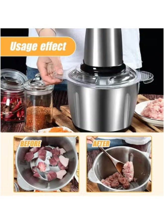 JAJEEK Multifunctional Electric Food Chopper & Stainless Steel Meat Grinder – 3L Capacity – Powerful 300W Electric Meat Mincer & Food Processor with Dual Blades – Fast, Easy Meat, Vegetable, Fruit, and Nut Grinding – Kitchen Appliance for Everyday Use (Green)  - Image 2