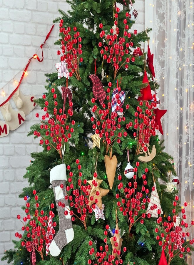 Quancru 10 Pcs Artificial Red Berries Stems 13.5" Christmas Holly Berry Branches Fake Pomegranate for Home Holiday Wedding New Year Wreath DIY Crafts Vase Floral Picks Decorations - Image 4