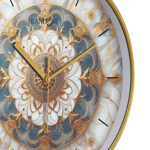 RANDOM 12 Inch Analog Wall Clock Modern Sweep Silent Timepiece Abstract Wall Clock with Marble Accent Wall Clock for Living Room, Bedroom, and Office Dcor (RC-67278) - Image 4