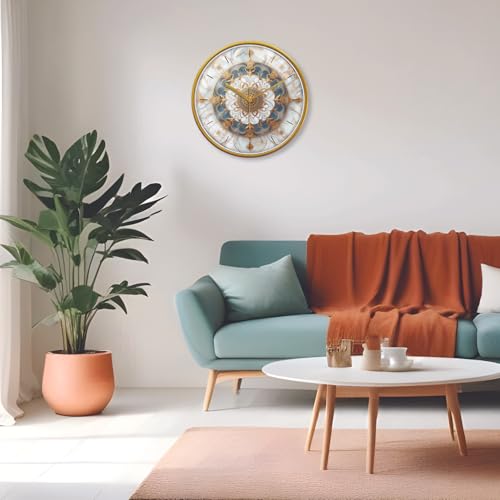 RANDOM 12 Inch Analog Wall Clock Modern Sweep Silent Timepiece Abstract Wall Clock with Marble Accent Wall Clock for Living Room, Bedroom, and Office Dcor (RC-67278) - Image 3