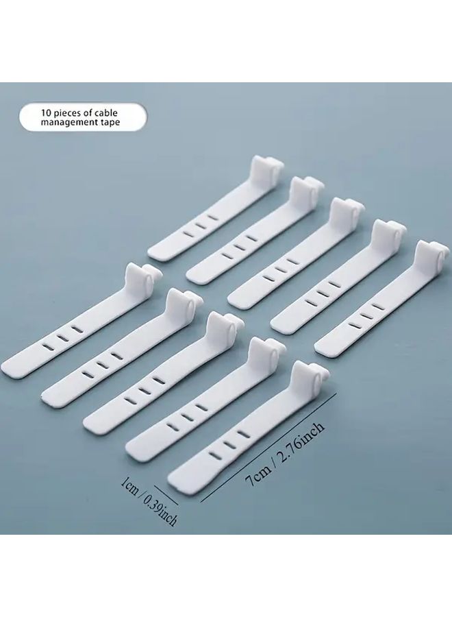 Silicone Cable Straps 10 Sets Waterproof Dust Proof Desktop Organizer For Cords Data Lines Power Cables - Image 3