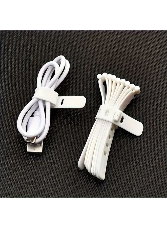 Silicone Cable Straps 10 Sets Waterproof Dust Proof Desktop Organizer For Cords Data Lines Power Cables - Image 2