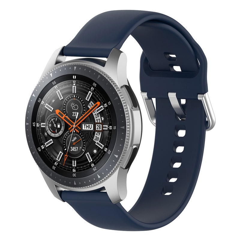 Replacement Strap 22mm Universal Silver Buckle Silicone Watch Band, Size:L(Navy)
