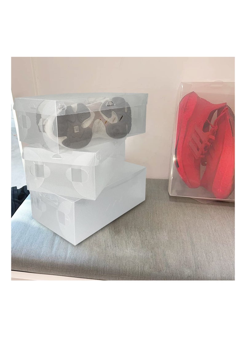 12PCS Clear Plastic Stackable Shoe Boxes, Large Plastic Shoe Boxes with Lids Foldable Shoe Box Storage Solution Stackable Shoe Storage Foldable Shoe Storage for Saving Closet Space