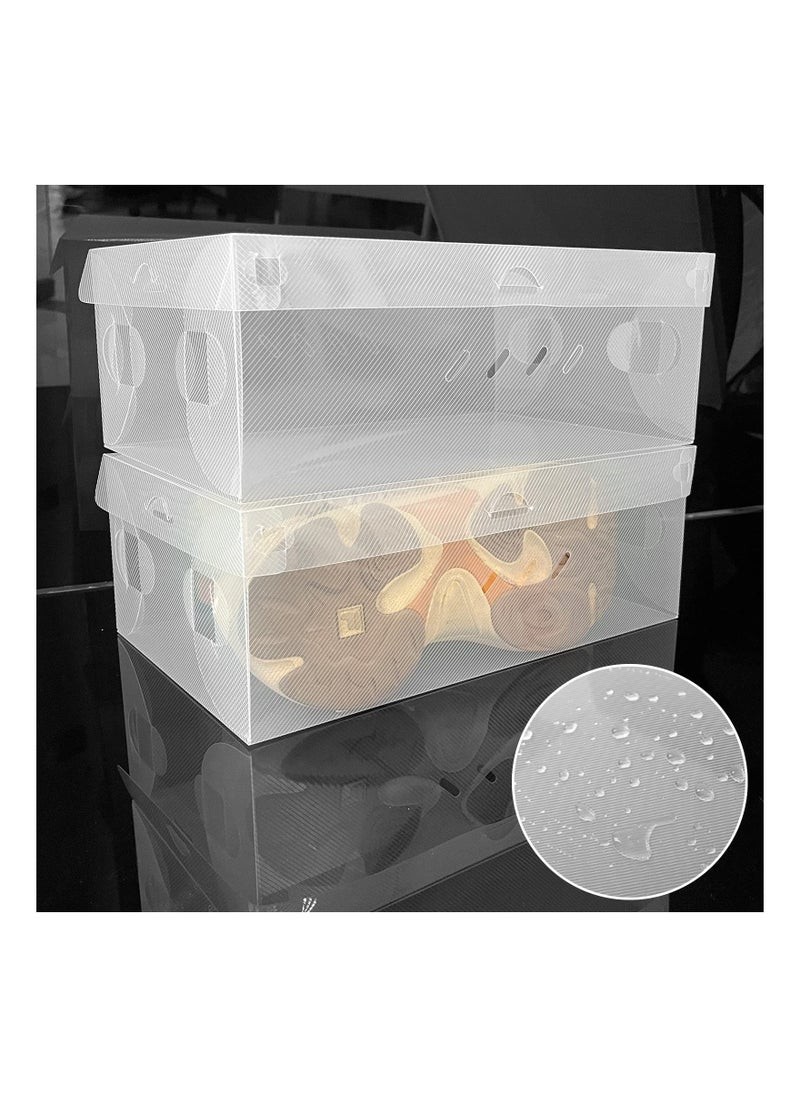 12PCS Clear Plastic Stackable Shoe Boxes, Large Plastic Shoe Boxes with Lids Foldable Shoe Box Storage Solution Stackable Shoe Storage Foldable Shoe Storage for Saving Closet Space