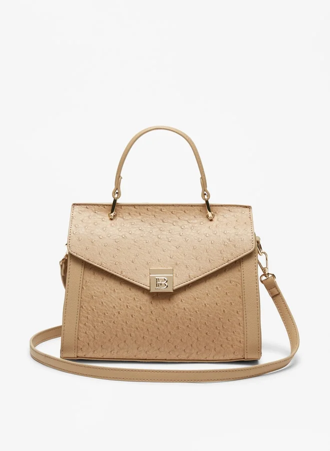 Flora Bella By Shoexpress Women's Textured Satchel Bag with Top Handle and Detachable Strap