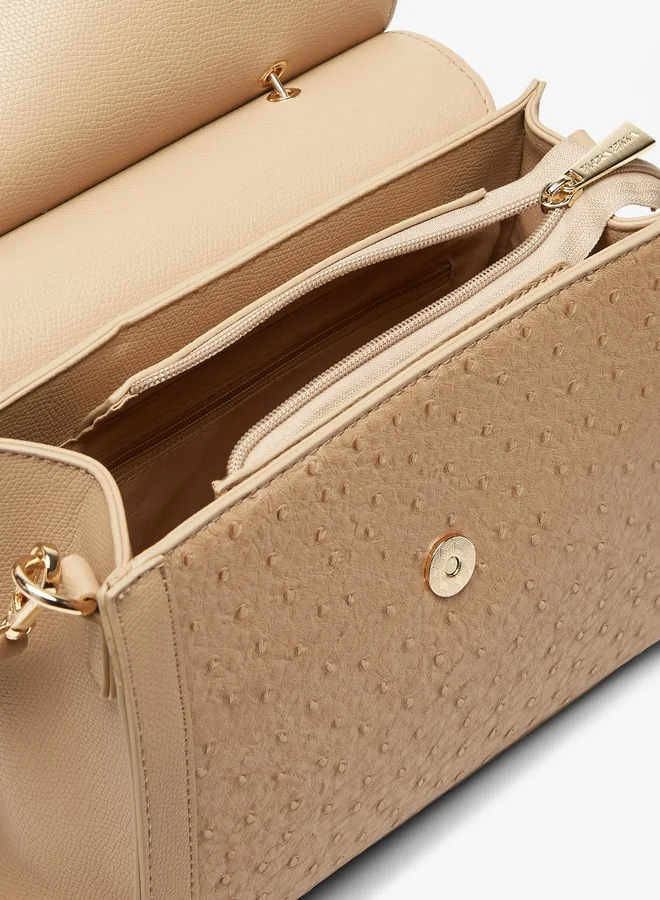 Flora Bella By Shoexpress Women's Textured Satchel Bag with Top Handle and Detachable Strap