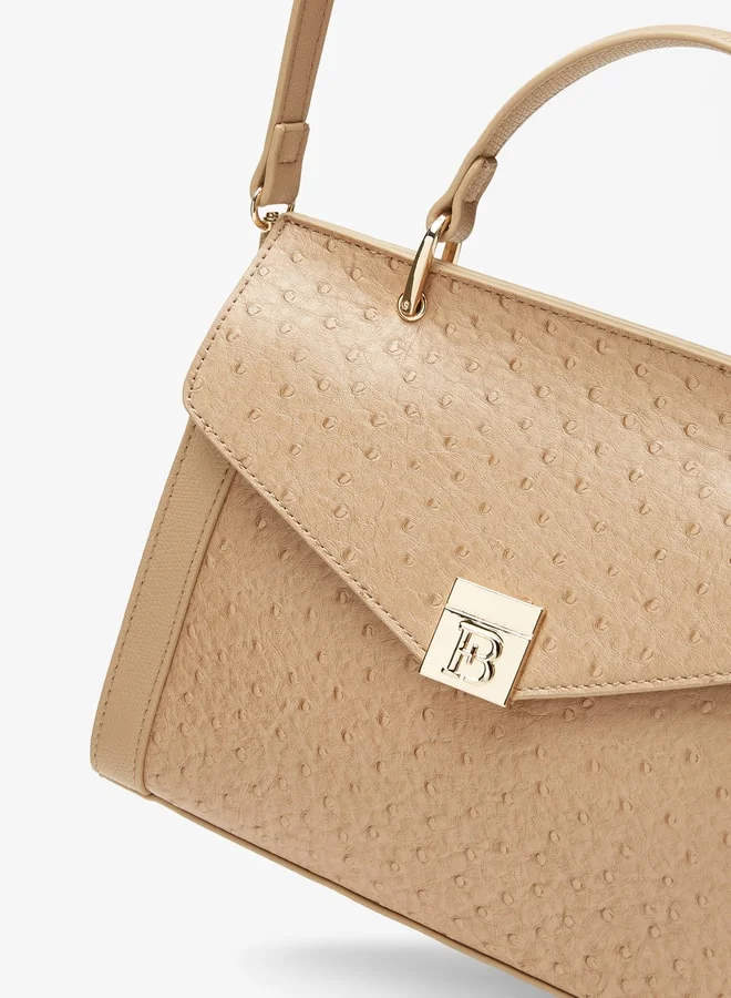 Flora Bella By Shoexpress Women's Textured Satchel Bag with Top Handle and Detachable Strap