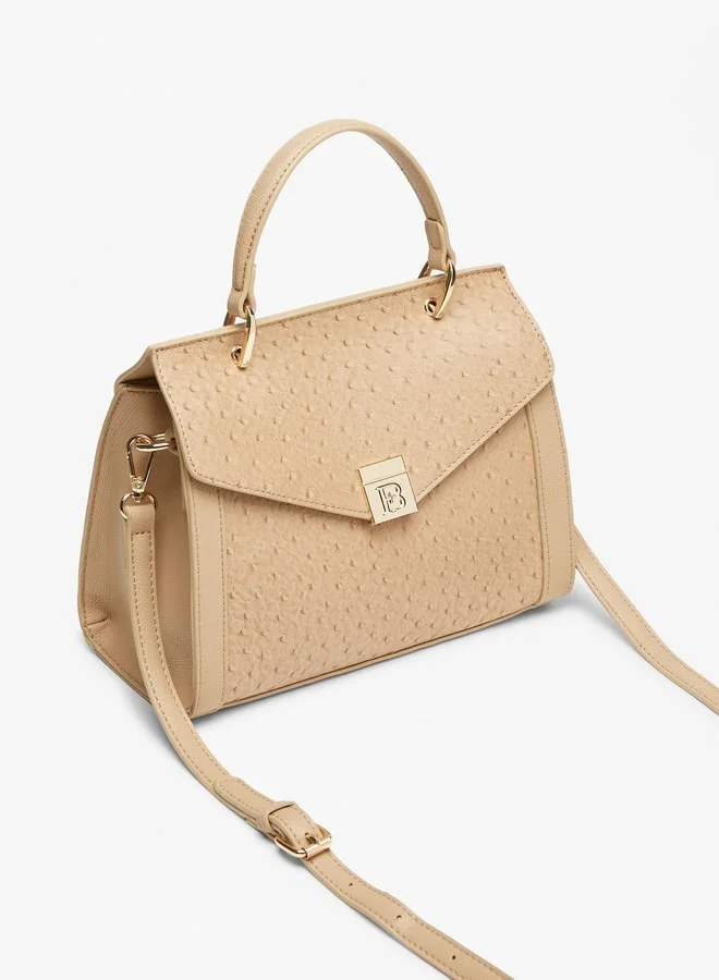 Flora Bella By Shoexpress Women's Textured Satchel Bag with Top Handle and Detachable Strap