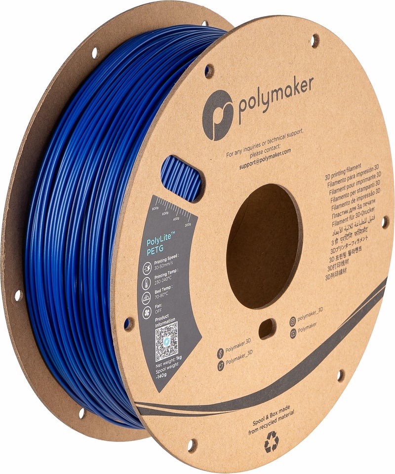 Polymaker PETG Filament 1.75mm 1kg Blue 3D Printer Filament, PolyLite PETG 3D Printing Filament 1.75mm, Dimensional Accuracy +/- 0.03mm, Print with Most 3D Printers - Image 1