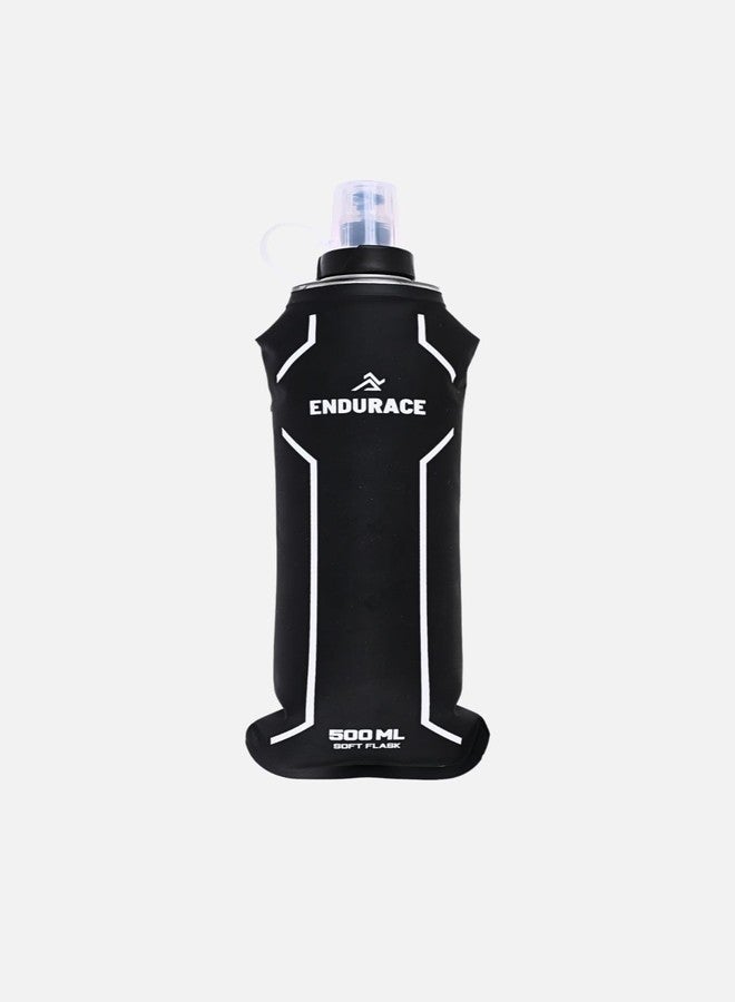 ENDURACE Soft Flask Foldable Water Bottle, 500 ml, TPU Material, for Running, Camping, Outdoor Sports, Black - Image 1