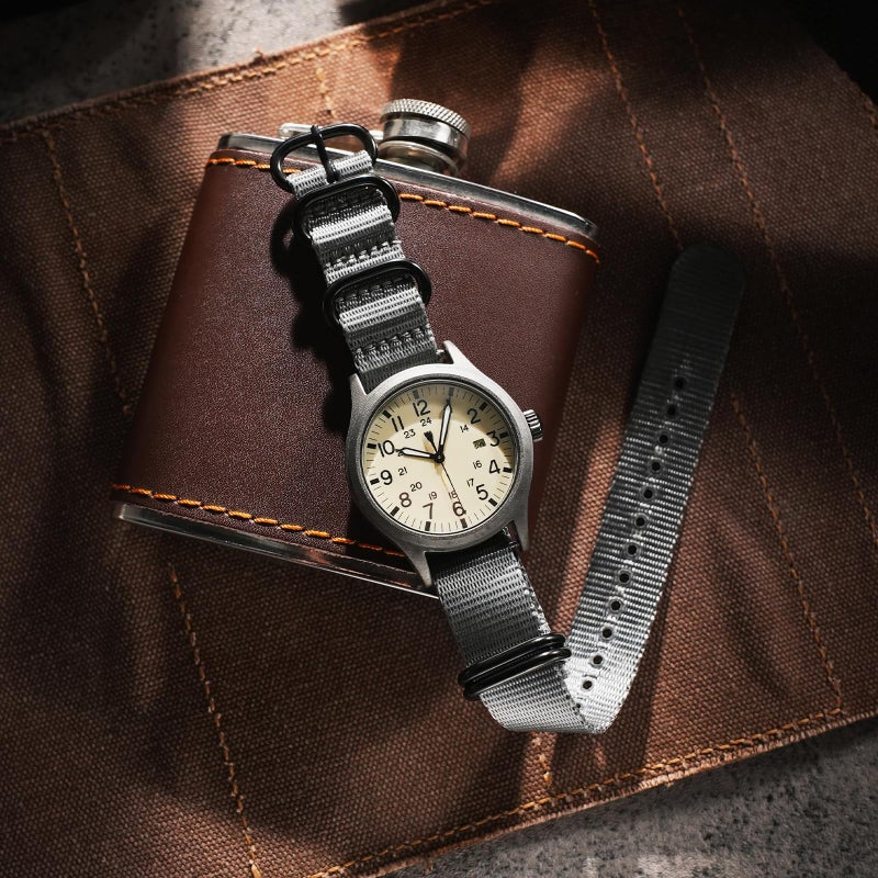 Ritche حزام ساعة ريتشي هدية عيد الميلاد 20 مم رمادي مدخن عسكري من النايلون الباليستي مع مشبك ثقيل أسود متوافق مع ساعة أوميغا × سواتش موونواتش وساعة تيمكس ويكندر، هدايا الفيل الأبيض، هدايا تخزين للرجال - Image 2