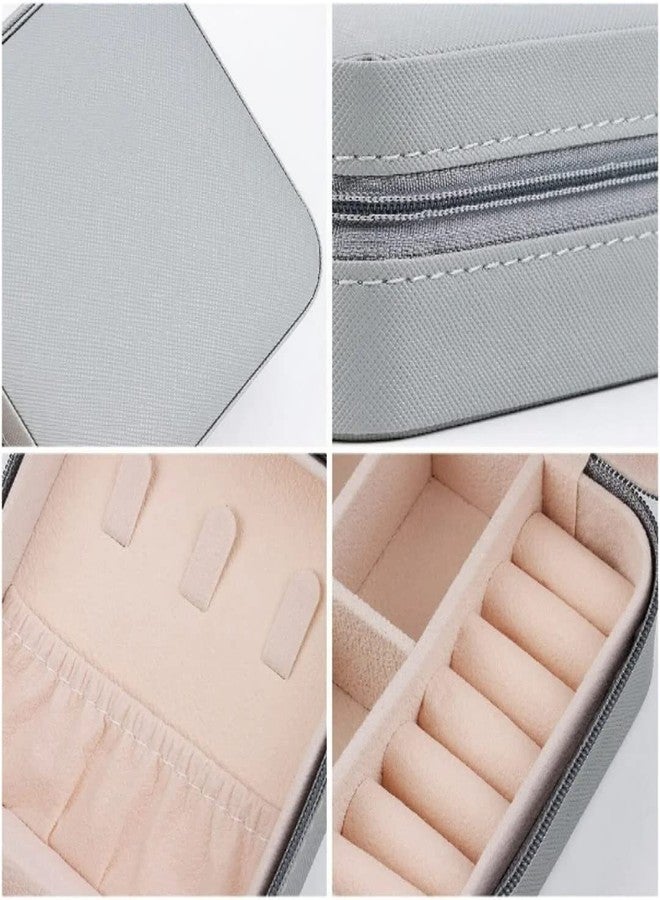 HaRvic Small Jewelry Box Travel Mini Jewelry Organizer Case for Ring Pendant Earring Necklace Bracelet Organizer Storage Holder Jewellery Boxes (Small Jewelry Box-Grey) - Image 2