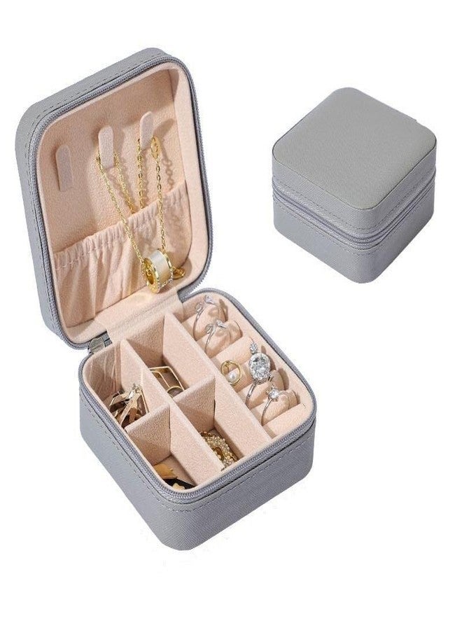 HaRvic Small Jewelry Box Travel Mini Jewelry Organizer Case for Ring Pendant Earring Necklace Bracelet Organizer Storage Holder Jewellery Boxes (Small Jewelry Box-Grey) - Image 1