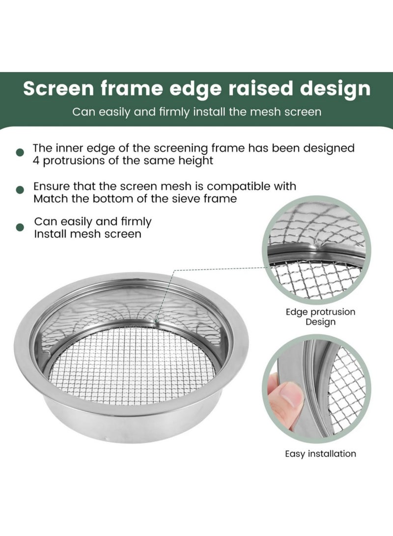 Garden Stainless Steel Soil Sieve Set Detachable with Shovel 5 Interchangeable Mesh Sizes Easy to Clean Dirt Sifter for Potting Bonsai Gardening Riddle Sieve Tool - Image 2