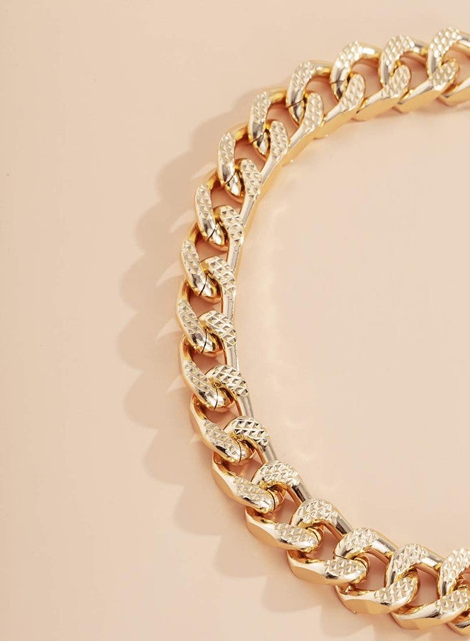Aimimier Punk Cuban Link Chain Choker Necklace Chunky Curb Link Chain Bracelet Set Hiphop Accessories Boho Prom Party Festival Necklace for Women (Gold) - Image 4