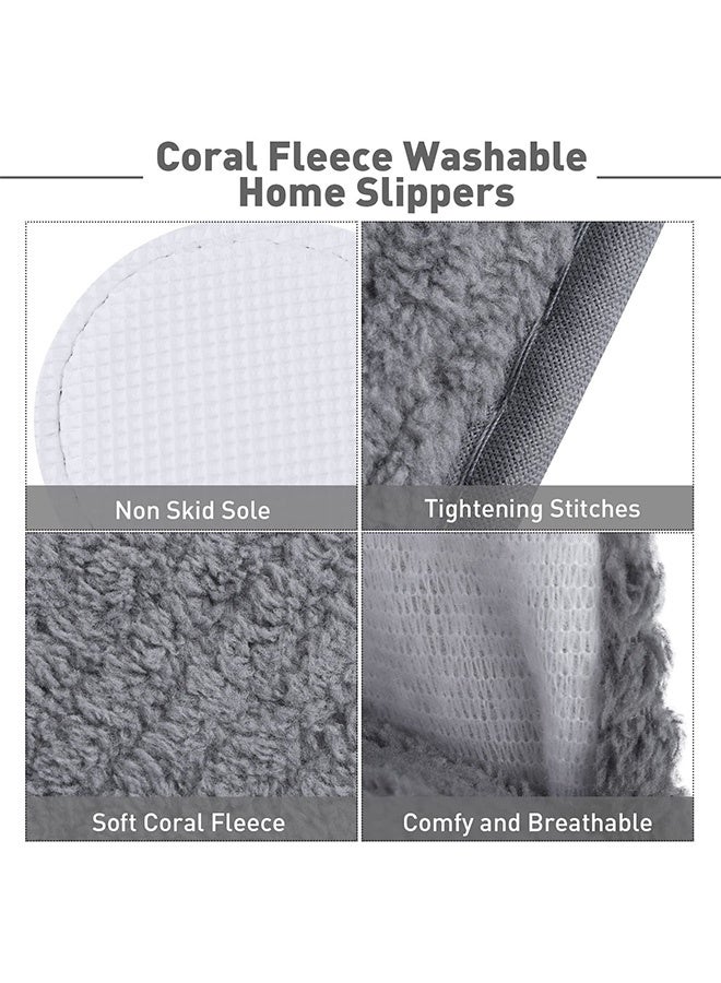 Peachjoy 5 Pairs Closed Toe Spa Slippers Reusable Slippers Coral Fleece Washable Disposable Home Slippers for Women Men Guests Hotels House Slippers Housewarming Indoors Bathroom Party Traveling - Image 3