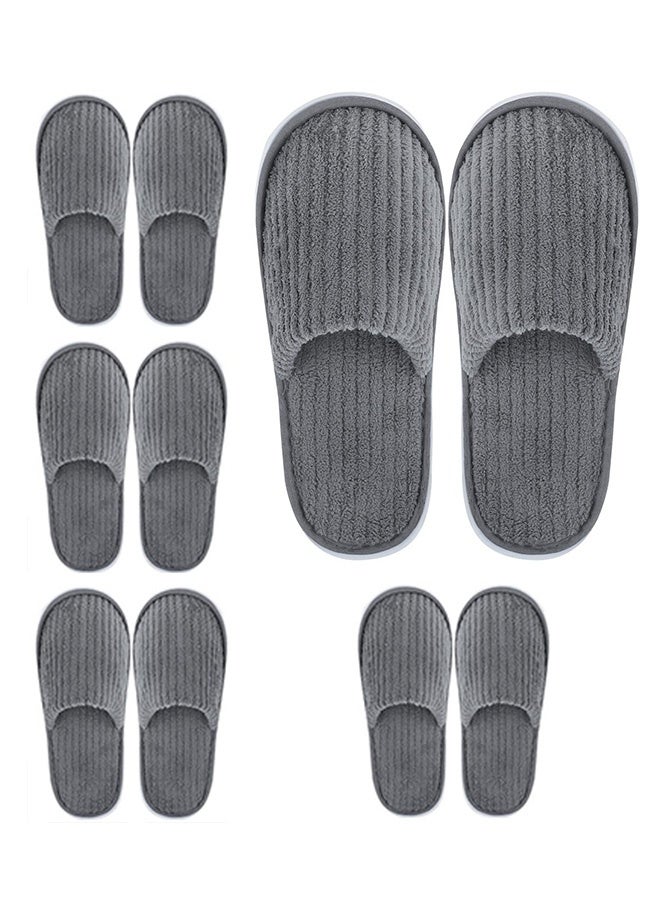 Peachjoy 5 Pairs Closed Toe Spa Slippers Reusable Slippers Coral Fleece Washable Disposable Home Slippers for Women Men Guests Hotels House Slippers Housewarming Indoors Bathroom Party Traveling - Image 1