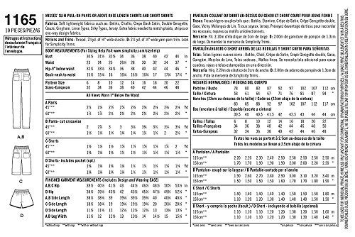 Simplicity Easy-to-Sew Pattern 1165 Misses Slim Pull-on Pants, Long, or Short Shorts Sizes 6-8-10-12-14 - Image 2