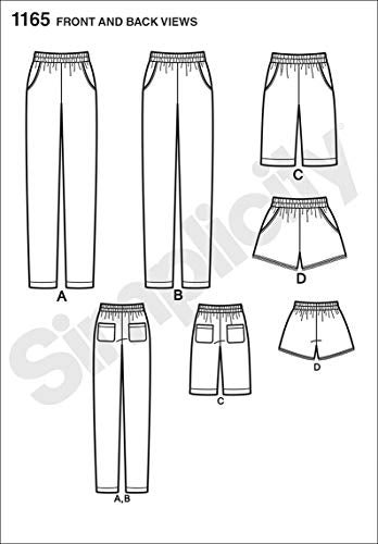 Simplicity Easy-to-Sew Pattern 1165 Misses Slim Pull-on Pants, Long, or Short Shorts Sizes 6-8-10-12-14 - Image 3