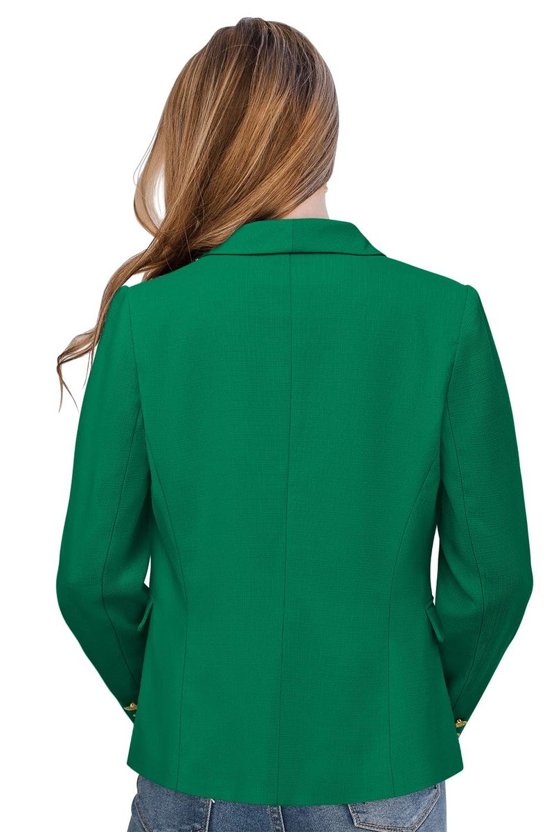CRAZY GRID Women Business Blazer Double Breasted Work Casual Blazer Jackets Gold Buttons Trendy Office Suit Jacket S Green - Image 3