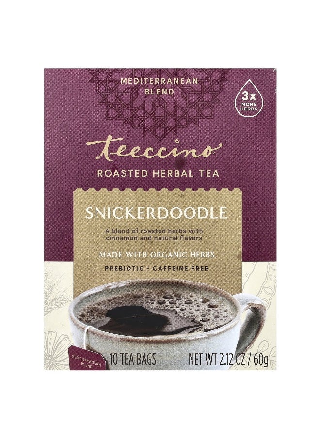 teeccino - Teeccino, Roasted Herbal Tea, Snickerdoodle, Caffeine Free, 10 Tea Bags, 2.12 oz (60 g) - Image 1