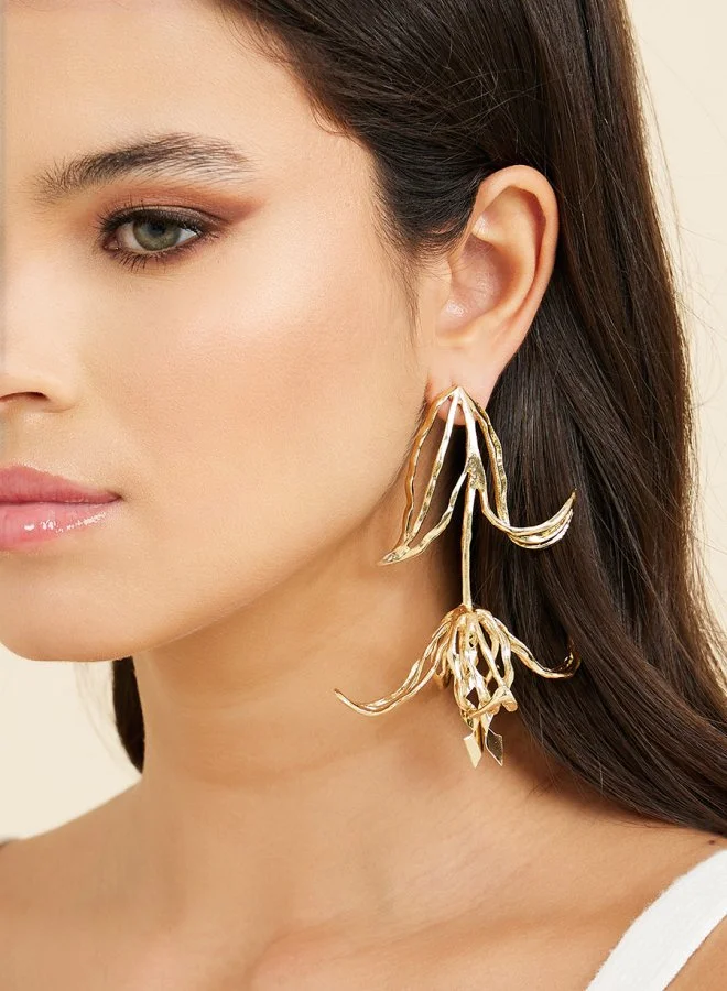 ستايلي Floral Design Drop Earrings